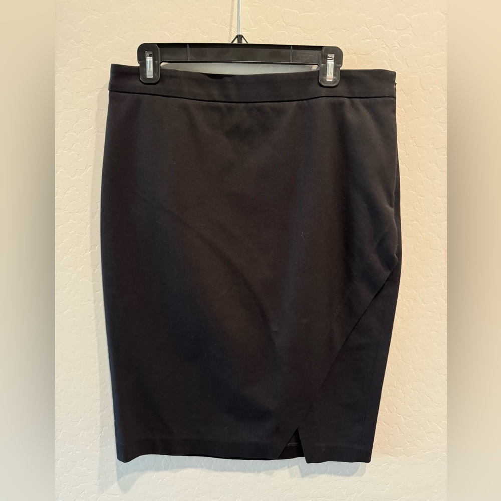 Banana Republic black asymmetrical front slit pencil skirt